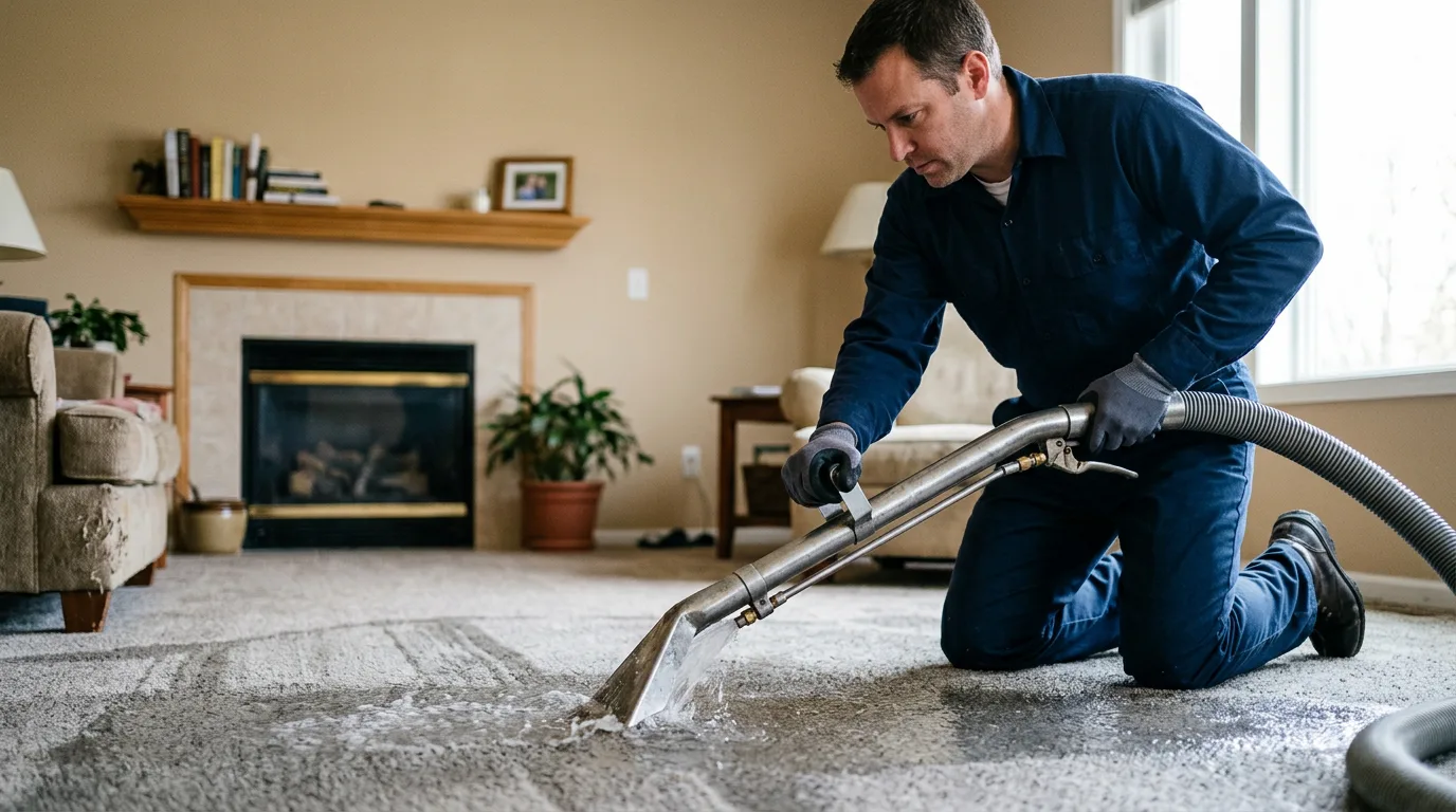 Water damage restoration technician working near Richmond, IL